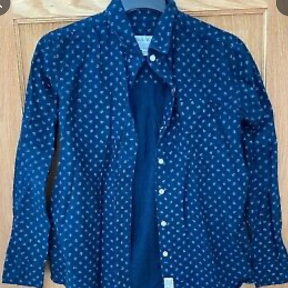 Jack Wills Blue Shirt. Anchor Button Down Top Collared